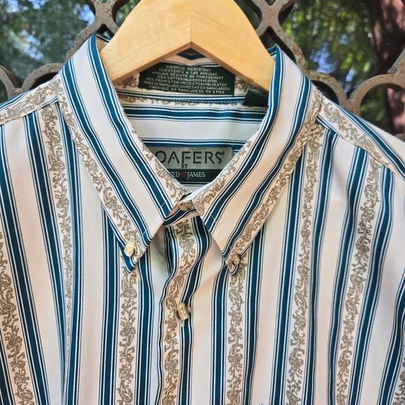 Loafers by Reed St James Mens Vintage Country Western Striped Button-Up Shirt XL - Picture 3 of 11